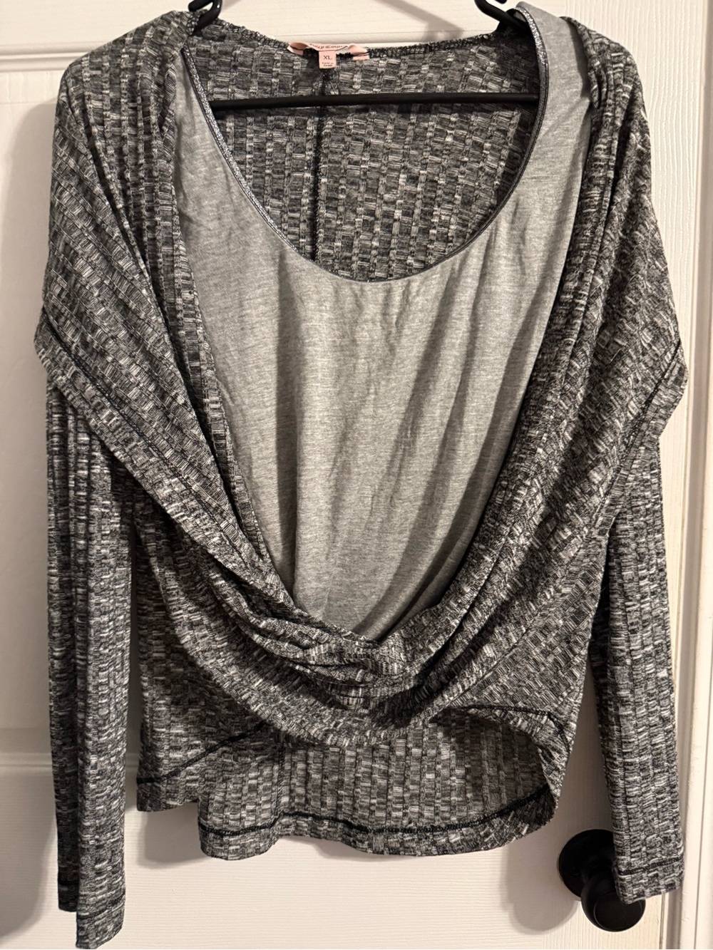 Juicy Couture Gray Layered Draped Long-Sleeve Top